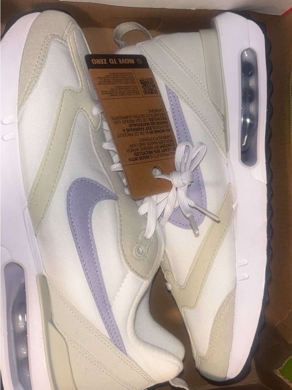 Nike Women's Air Max Sneakers in Cream with Lavender Swoosh